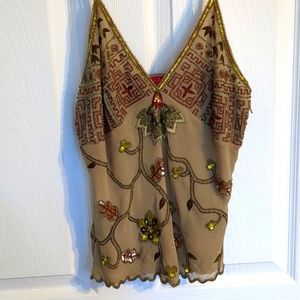 Aftershock light green sequence and beaded camisole top